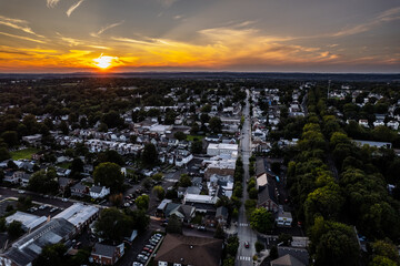 Aerial Drone Sunset in Souderton Pennsylvania 
