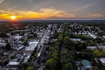 Aerial Drone Sunset in Souderton Pennsylvania 