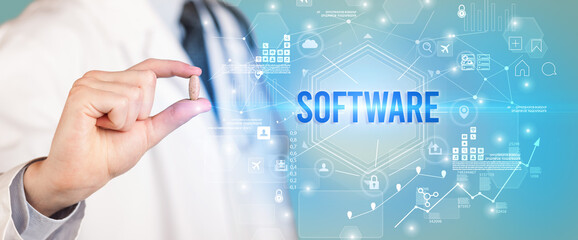 Doctor giving a pill concept