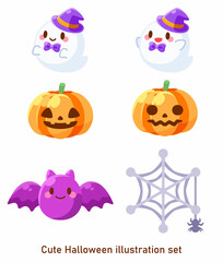 可愛いハロウィンのおばけたちのイラストセット