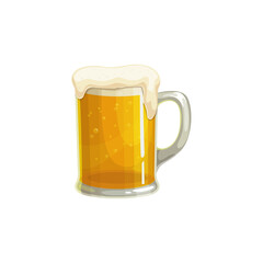 Beer mug, fast food menu icon, cold beverage or refreshment, vector isolated. Fastfood restaurant or street food bistro beer drink in glass mug, Oktoberfest festival symbol