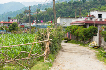 ネパール　ポカラ近郊の民家と田舎の風景