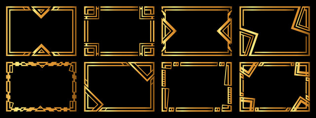 A set of eight gold frames. Frames of an unusual shape.