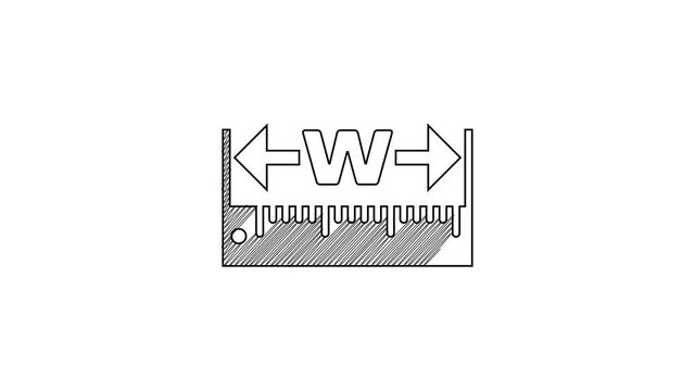 Black line Measuring height and length icon isolated on white background. Ruler, straightedge, scale symbol. 4K Video motion graphic animation
