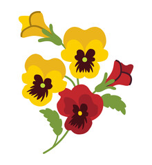 Pansy flower bouquet - Yellow and Red