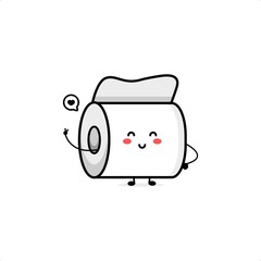 Cute toilet paper character illustration smile happy mascot logo kids play toys template
