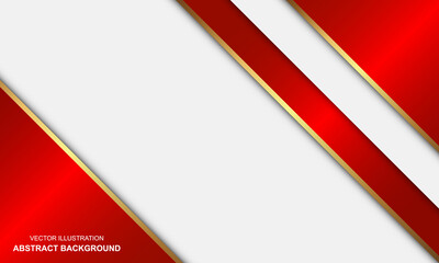 Modern abstract background white red and gold lines luxury design
