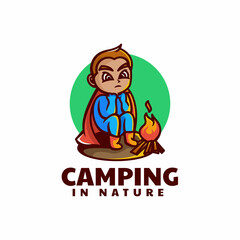 Vector Logo Illustration Camping Mascot Cartoon Style.