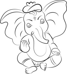 Ganesh design in black line art
