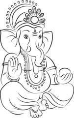 Intricate Ganesh design in line art - obrazy, fototapety, plakaty