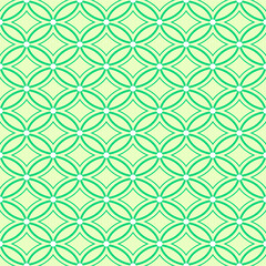 Japanese Green Ellipse Flower Vector Seamless Pattern