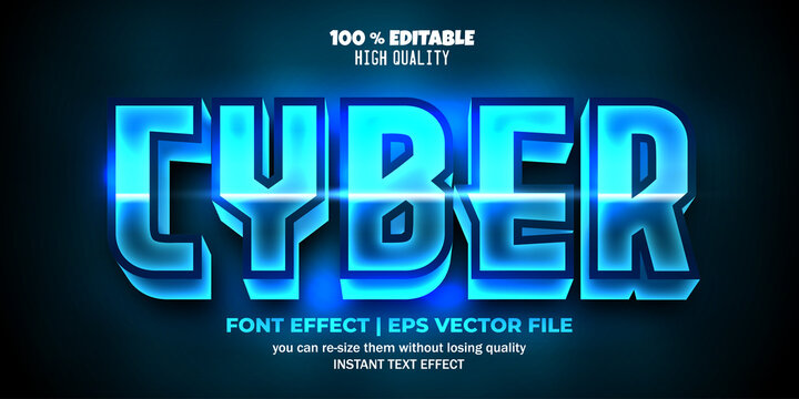 Cyber editable text effect  text style template
