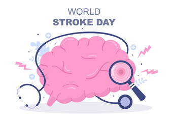 World Stroke Day Vector illustration Commemorated Every October 29 with a Flat Design Style Brain Image and Maintain Health for Background, Poster, Brochure