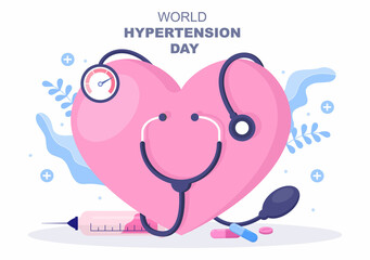 World Hypertension Day Vector illustration Commemorated Every May 17 to Symptoms and Prevention Blood Pressure Health for Background, Poster, Brochure