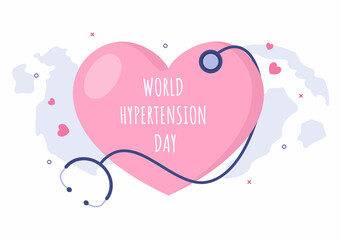 World Hypertension Day Vector illustration Commemorated Every May 17 to Symptoms and Prevention Blood Pressure Health for Background, Poster, Brochure