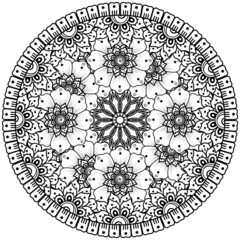 Mehndi flower for henna, mehndi, tattoo, decoration. decorative ornament in ethnic oriental style. doodle ornament. coloring book page.