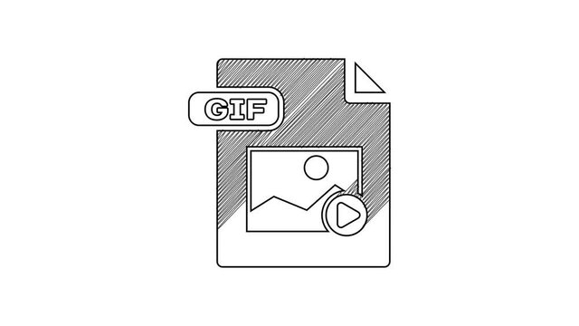 Black line GIF file document. Download gif button icon isolated on white background. GIF file symbol. 4K Video motion graphic animation