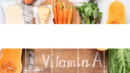 Collage of Food high in vitamin A.