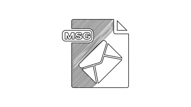 Black line MSG file document. Download msg button icon isolated on white background. MSG file symbol. 4K Video motion graphic animation