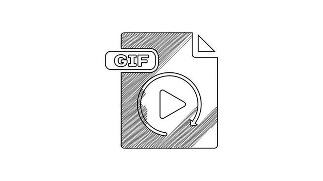 Black line GIF file document. Download gif button icon isolated on white background. GIF file symbol. 4K Video motion graphic animation