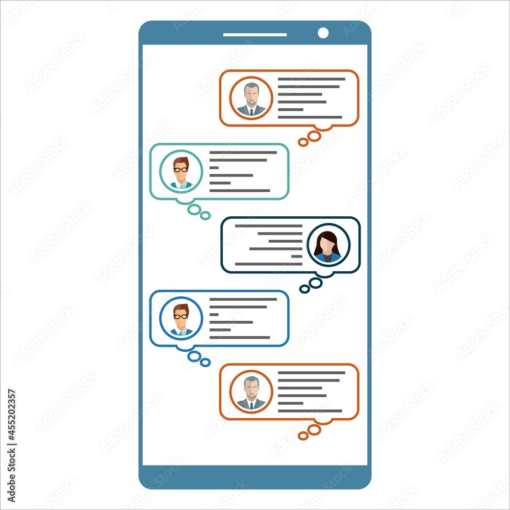 Poster chat message conversation vector illustration. chat popup inside a mobile design. messaging design w