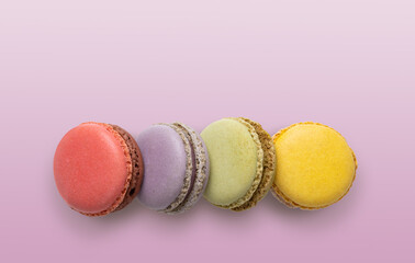 Cake macaron or macaroon on pink