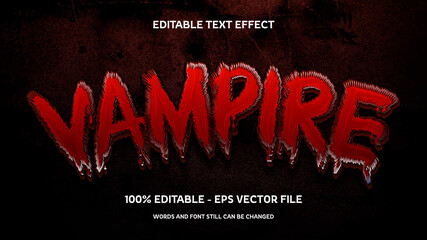 Editable text effect Vampire style with dark cracked wall background	 - obrazy, fototapety, plakaty