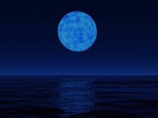 Naklejka na ściany i meble Blue Moon at the Sea 