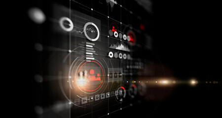 Fototapeta premium Business graph and trade monitor . Mixed media