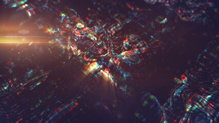Flickering waves with glitch effect 3D render illustration
