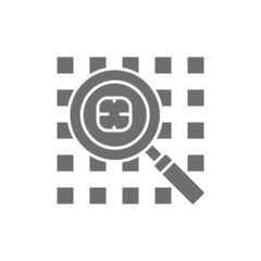 Computer virus search, security system grey icon.