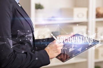 Close up hands using tablet