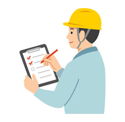 チェックリストで確認をする作業員