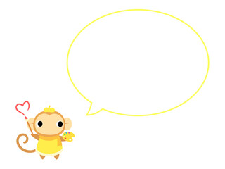 秋のサルアイコン　吹き出し付