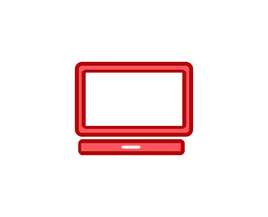 Line Laptop icon isolated on white background. Outline symbol for website design, mobile application, ui. Electronics pictogram. Vector illustration, editorial stroсk. 
