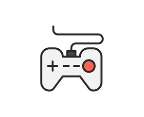 Line Gamepad icon isolated on white background. Outline symbol for website design, mobile application, ui. Electronics pictogram. Vector illustration, editorial stroсk. 