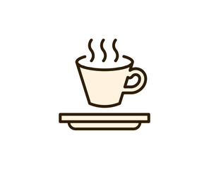 Cup of tea or coffee flat icon. Single high quality outline symbol for web design or mobile app.  Holidays thin line signs for design logo, visit card, etc. Outline pictogram EPS10