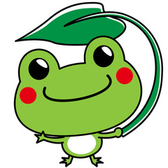 かえる　カエル　葉っぱ　かわいい　イラスト素材