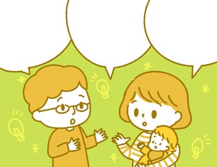 赤ちゃんについて相談する夫婦
