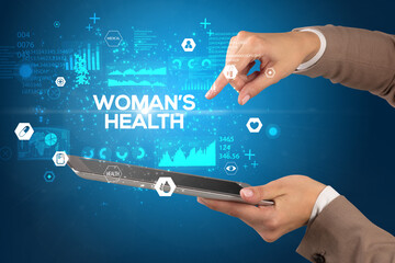 Close-up of a touchscreen with medical inscription concept