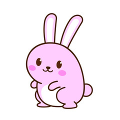 Animal character. A pink cute rabbit standing on white background.
