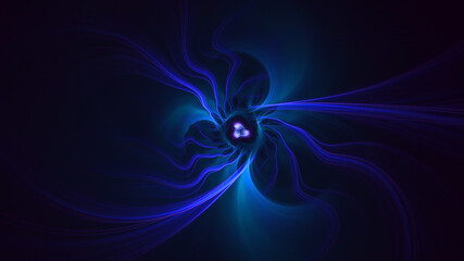 3D rendering abstract blue fractal light background