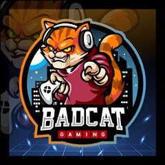 Cat gaming mascot. esport logo design