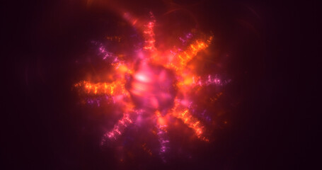 3D rendering abstract multicolor fractal light background