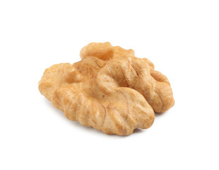 Half of ripe walnut isolated on white