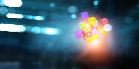 Fototapeta na wymiar Glowing cubes. Innovation and creativity concept
