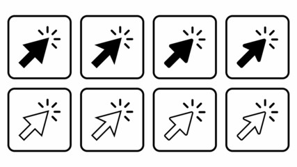 cursor click icon set, cursor click vector set illustrations