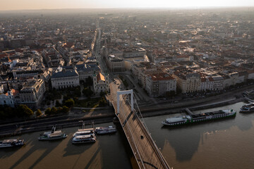 Fototapeta na wymiar Aerial view from Elisabeth bridge - Budapest