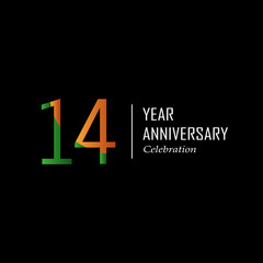 14th anniversary event party. Vector illustration. numbers template for Celebrating.