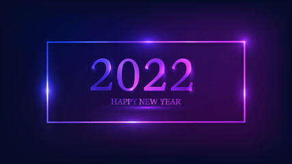 2022 Happy New Year neon background